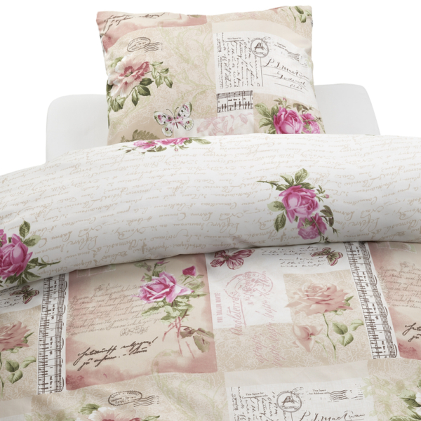 Vintage gala 2-Dels Bäddset Offwhite/rosa